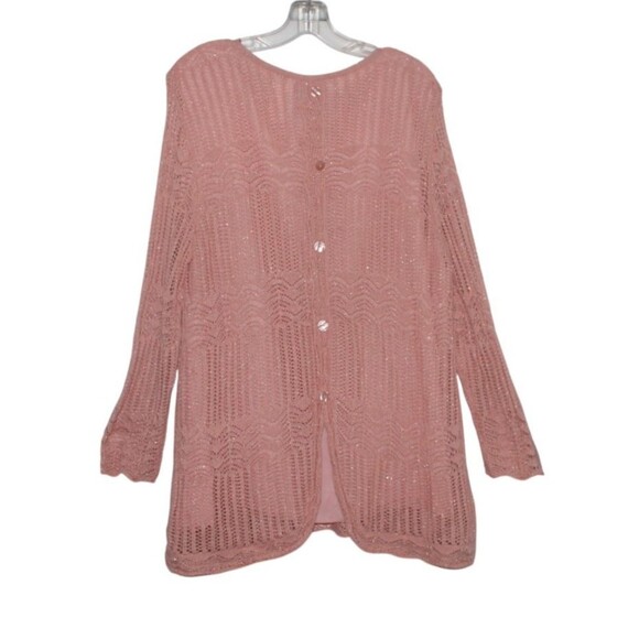Alfred Dunner Lined Open Knit Long Sleeve Tunic Sweater Pink Size XL - Picture 6 of 9